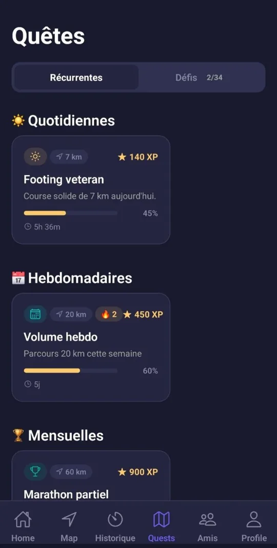 Ecran Quetes : tes courses deviennent des quetes